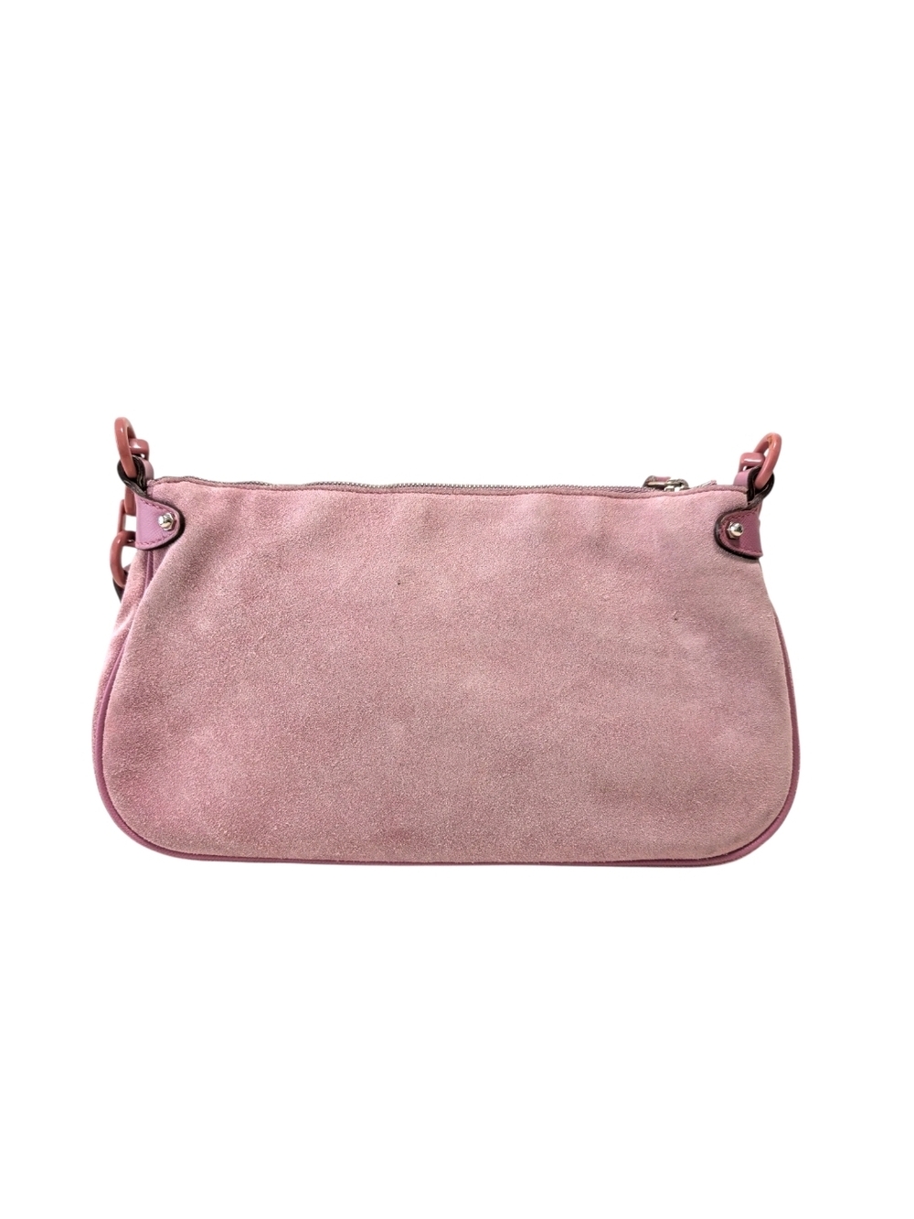 Salvatore Ferragamo Pink Suede & Leather Mini Shoulder Bag With Chain Link Strap - Picture 3 of 16